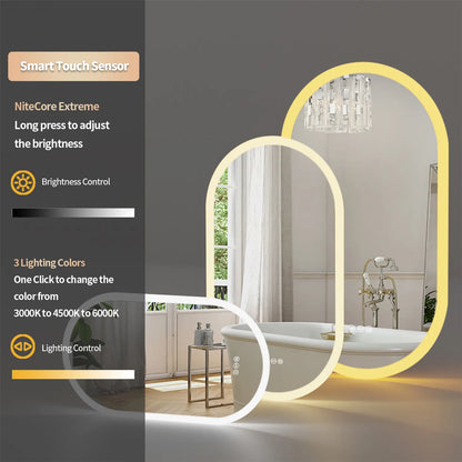 Bathroom Mirror: Oval, Dimmable, Anti-Fog
