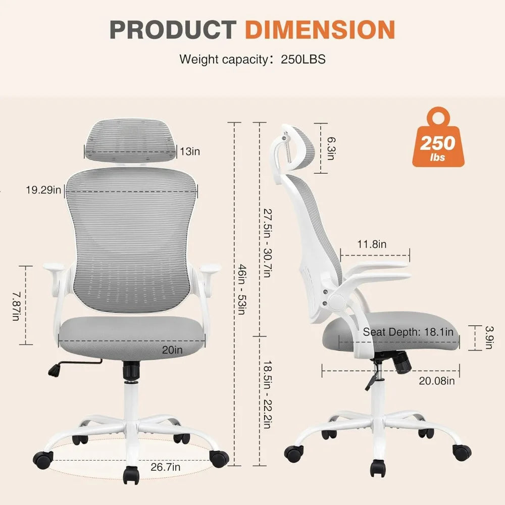 Office Chair, Ergonomic High-Back Mesh Rolling