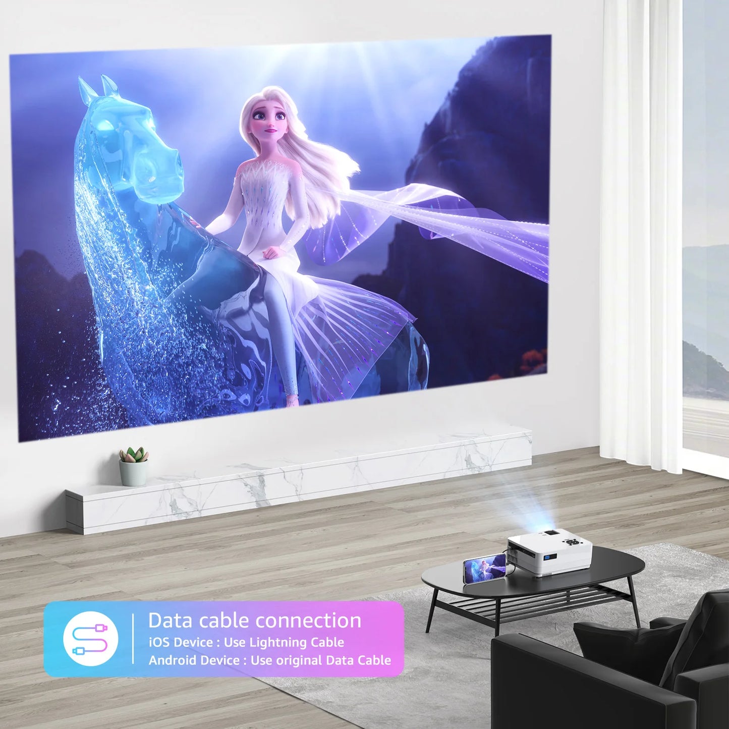Full HD Movie Projector/300" Display Outdoor Movies, Home Theater