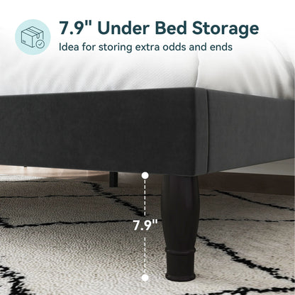 Velvet Bed Frame with Adjustable Tiara Headboard