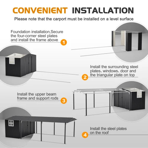 Metal Carport Storage Shed