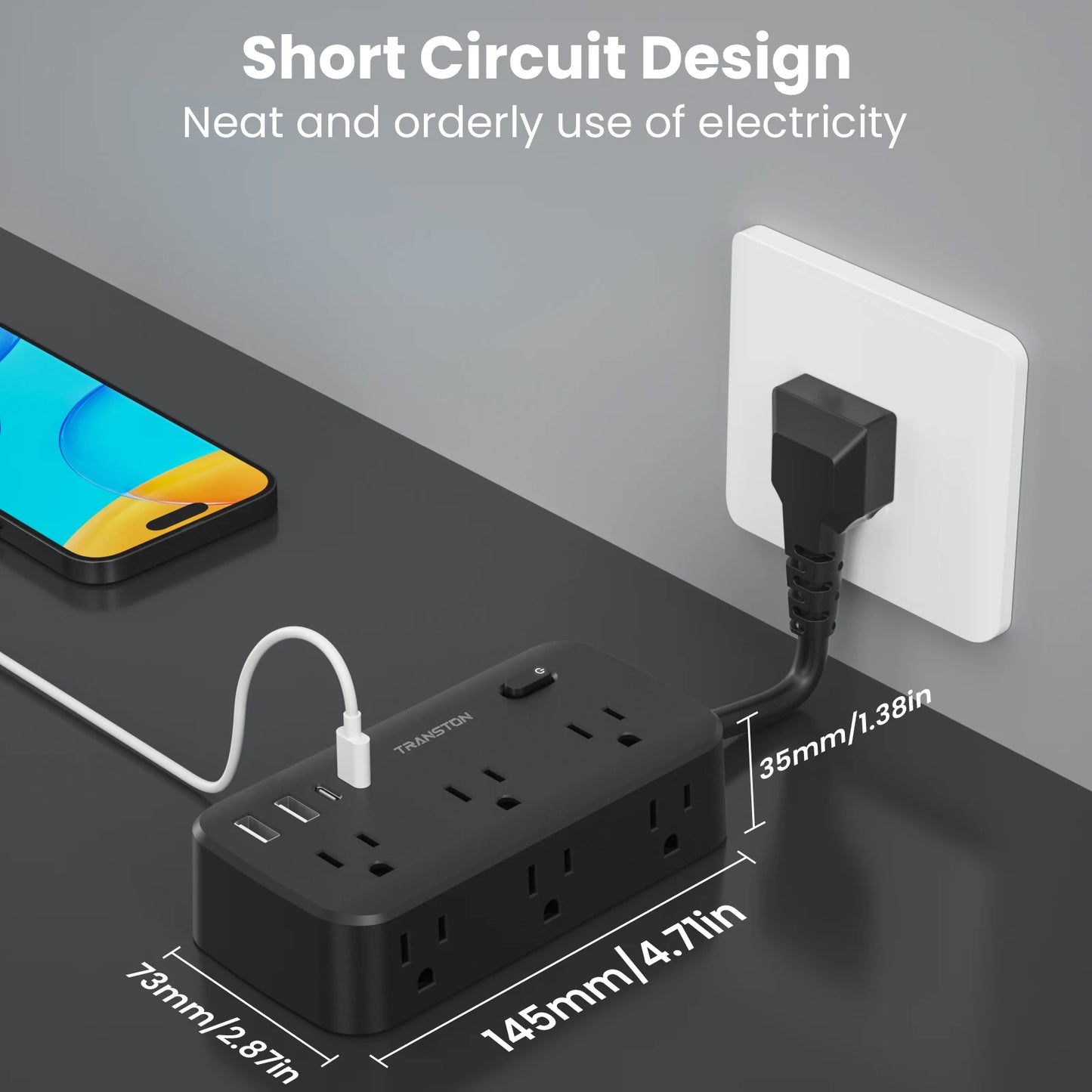 power strip surge protector with  USB-C Fast Charging Ports