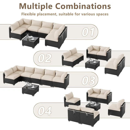 Outdoor Patio Furniture Set, Sectional Sofa, Wicker Rattan Patio Furniture