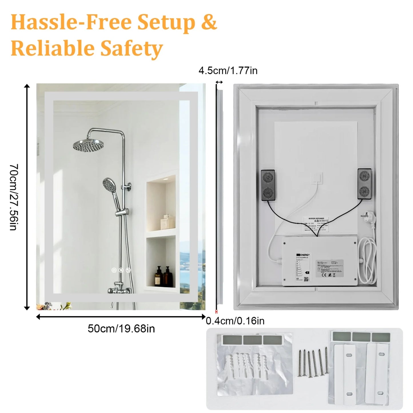 Bathroom Mirror Built-in Bluetooth Speaker, Anti-Fog