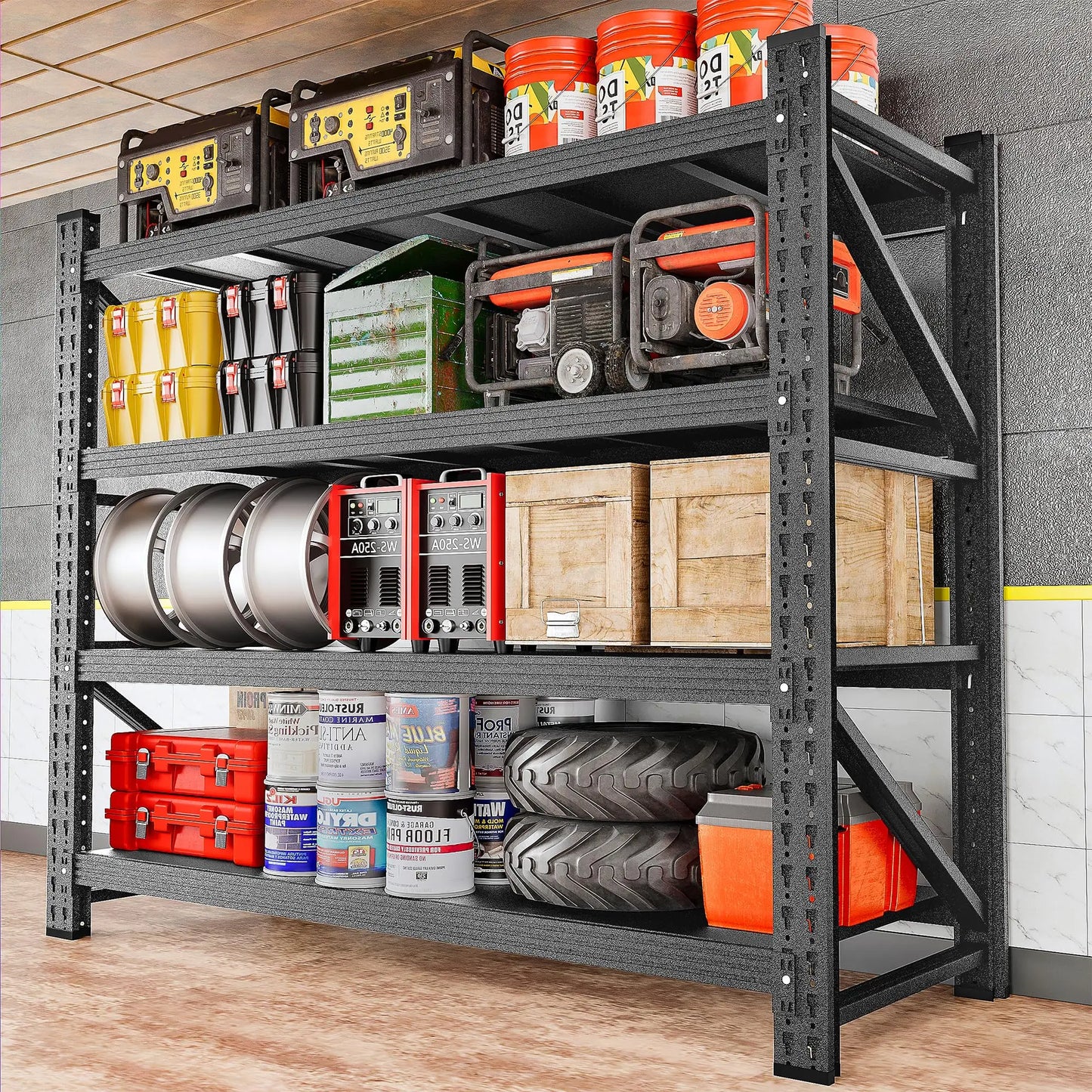 Heavy Duty Garage Shelving Units, Black Metal