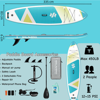 Inflatable Paddle Board with Premium Accessories, Suitable for Sea or Lake