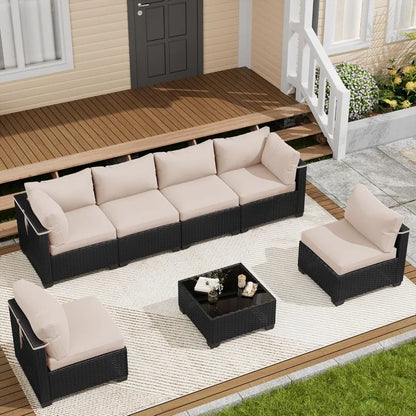 Outdoor Patio Furniture Set, Sectional Sofa, Wicker Rattan Patio Furniture