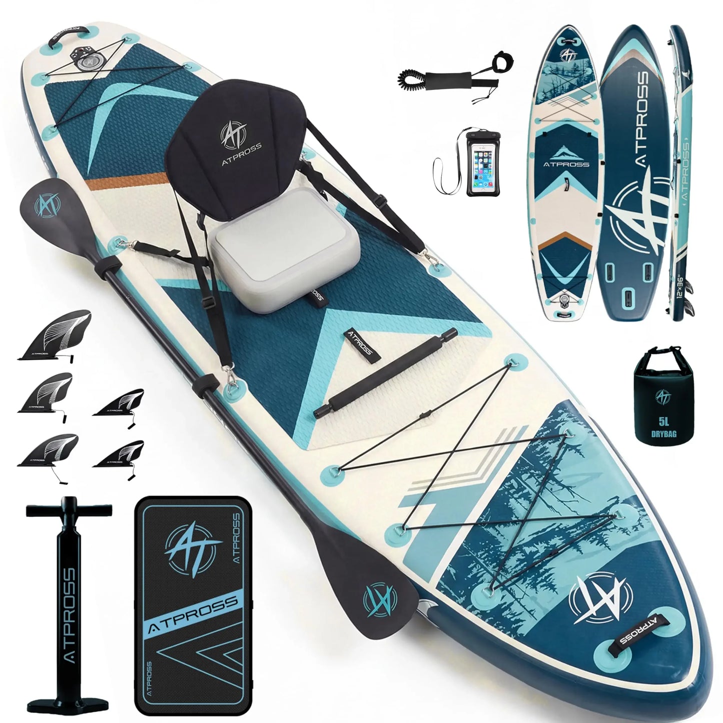 12'x36 Inflatable Paddle Board, 500lbs Extra Wide Stand Up Paddleboard for Adults with Premium SUP Accessories Kit & Backpack