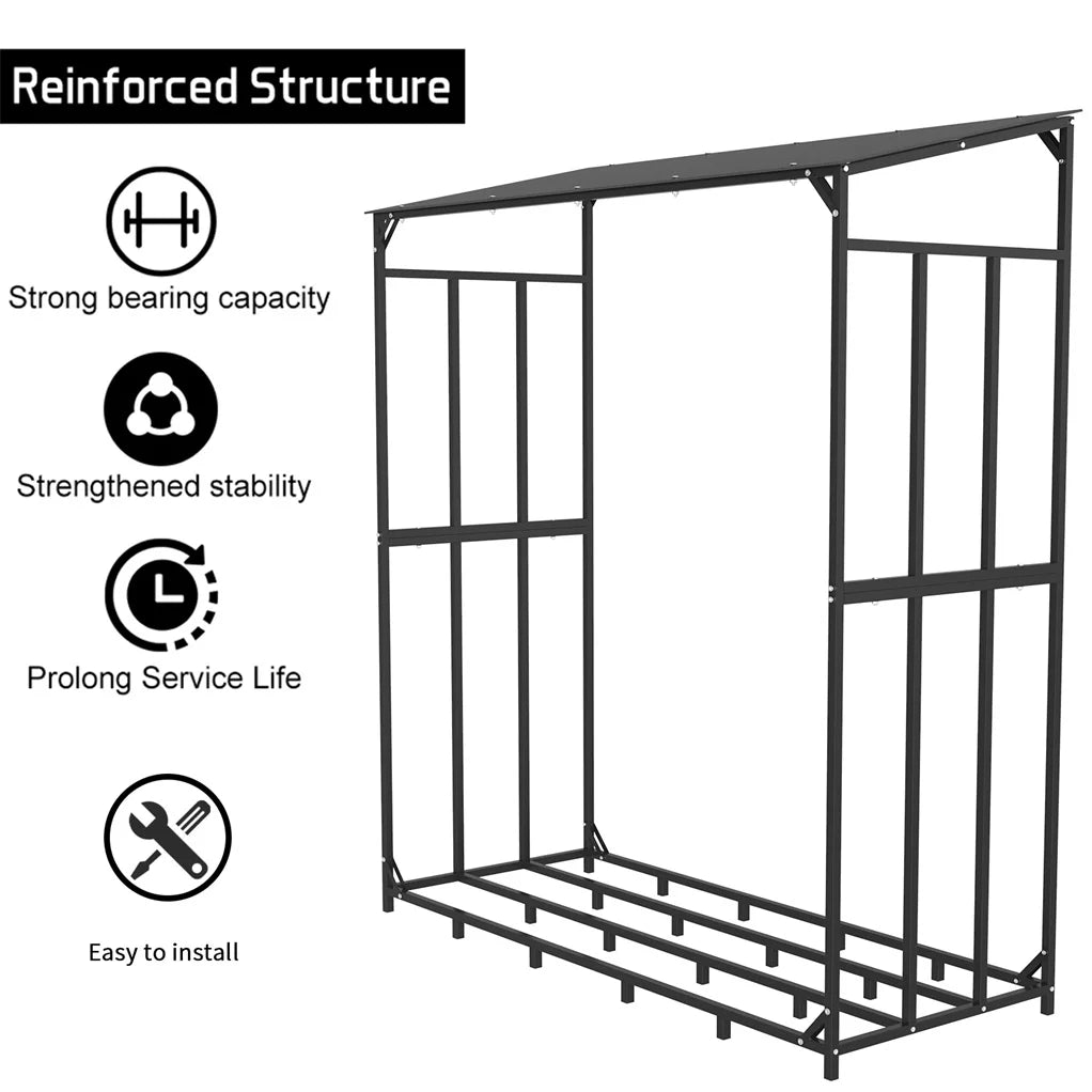 70" Outdoor Metal Firewood Rack