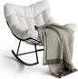 Outdoor Papasan Rocking Chair with Footrest