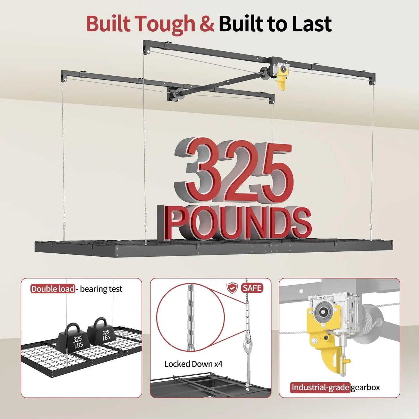 Overhead Garage Storage Rack, Lift System