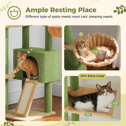 Cat Tree Floor to Ceiling Tower  with Condo, Hammock and Scratching Post