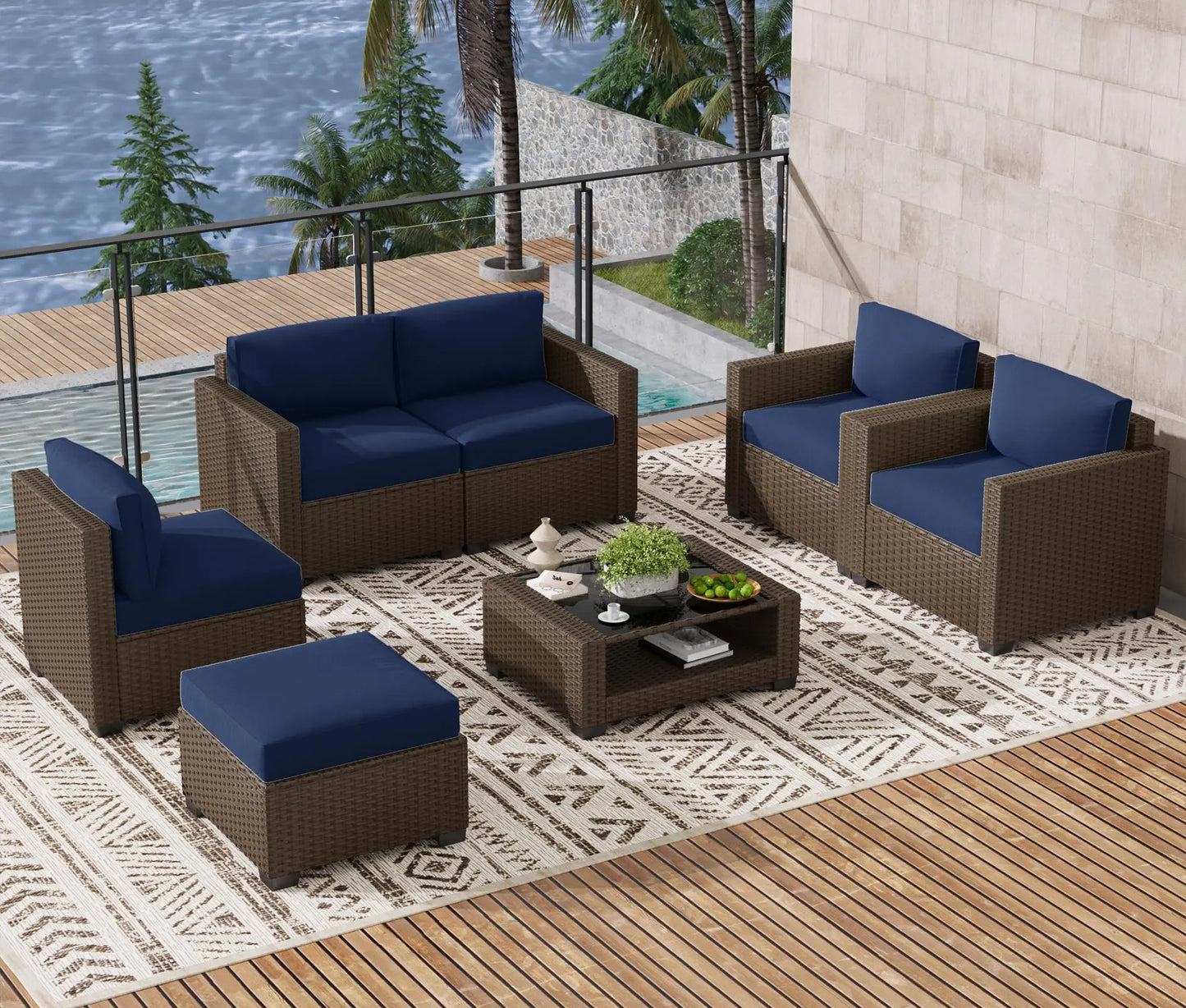 Outdoor Patio Furniture Set, Sectional Sofa, Wicker Rattan Patio Furniture