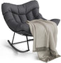Outdoor Papasan Rocking Chair with Footrest