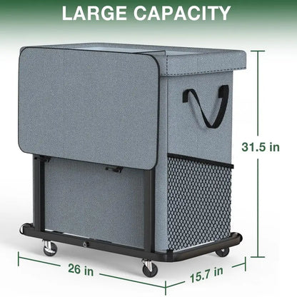 Gal190L High Grade Large Laundry Basket with Wheels, Rolling Laundry Hamper, Laundry Cart with Metal Frame and Removable Bag Des