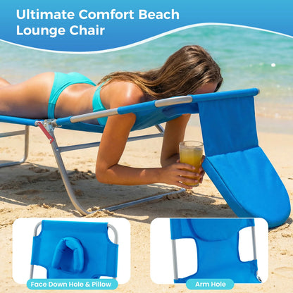 5-Position Adjustable Recline Beach Lounge Chair