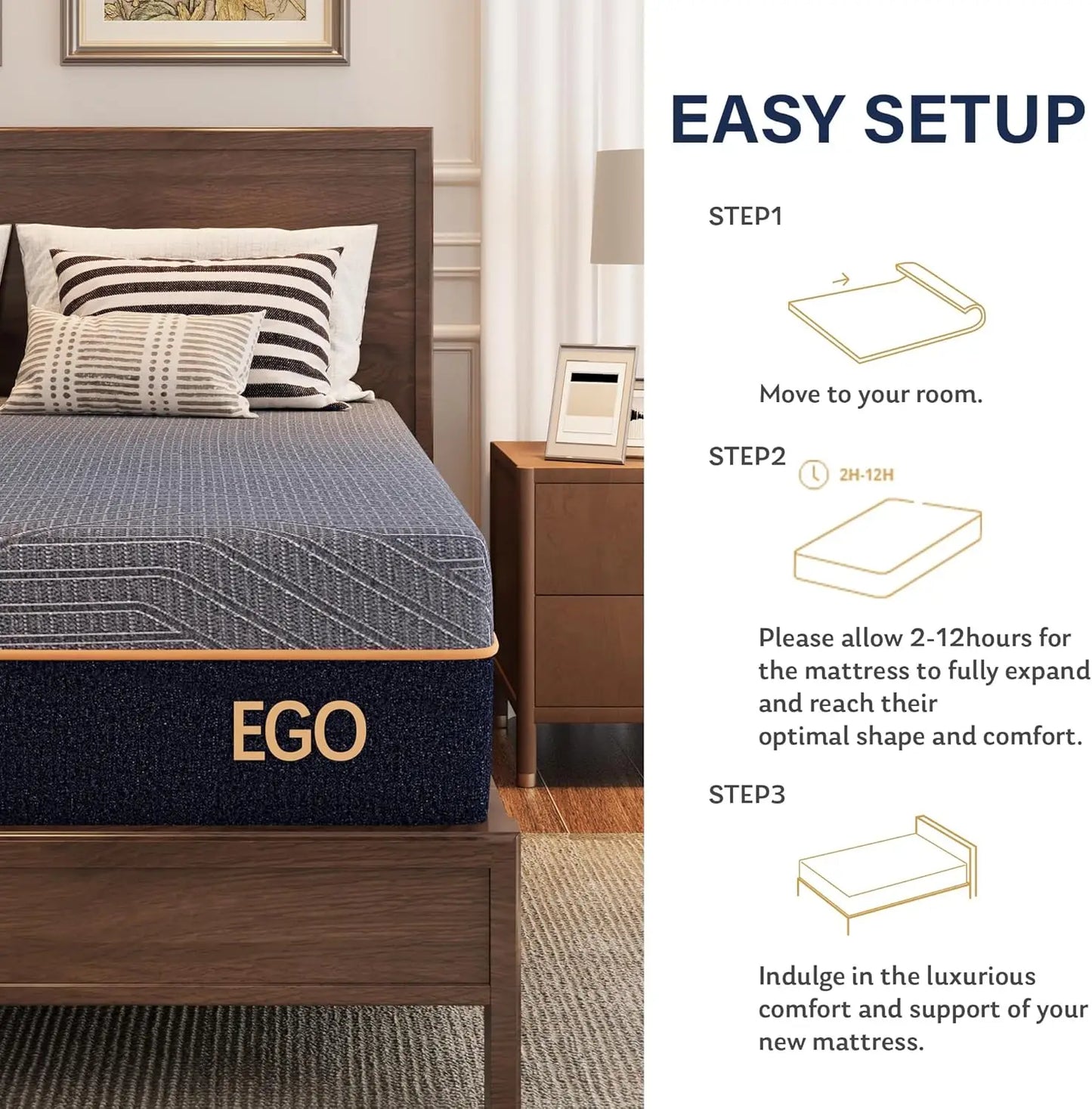 Mattress, Copper Gel Cooling Memory Foam Mattress for Back Pain Relief