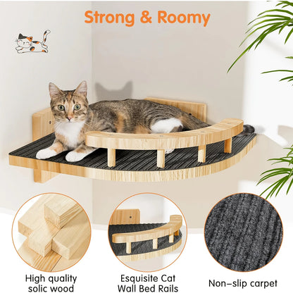 Cat Wall Shelves with Climbing Ladders & Multi-Level Cat Bed Hammock