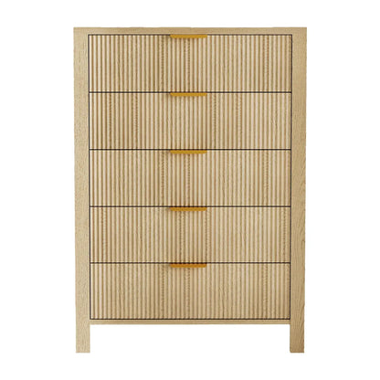 5-Drawer Oak Dresser With Gold Handles,