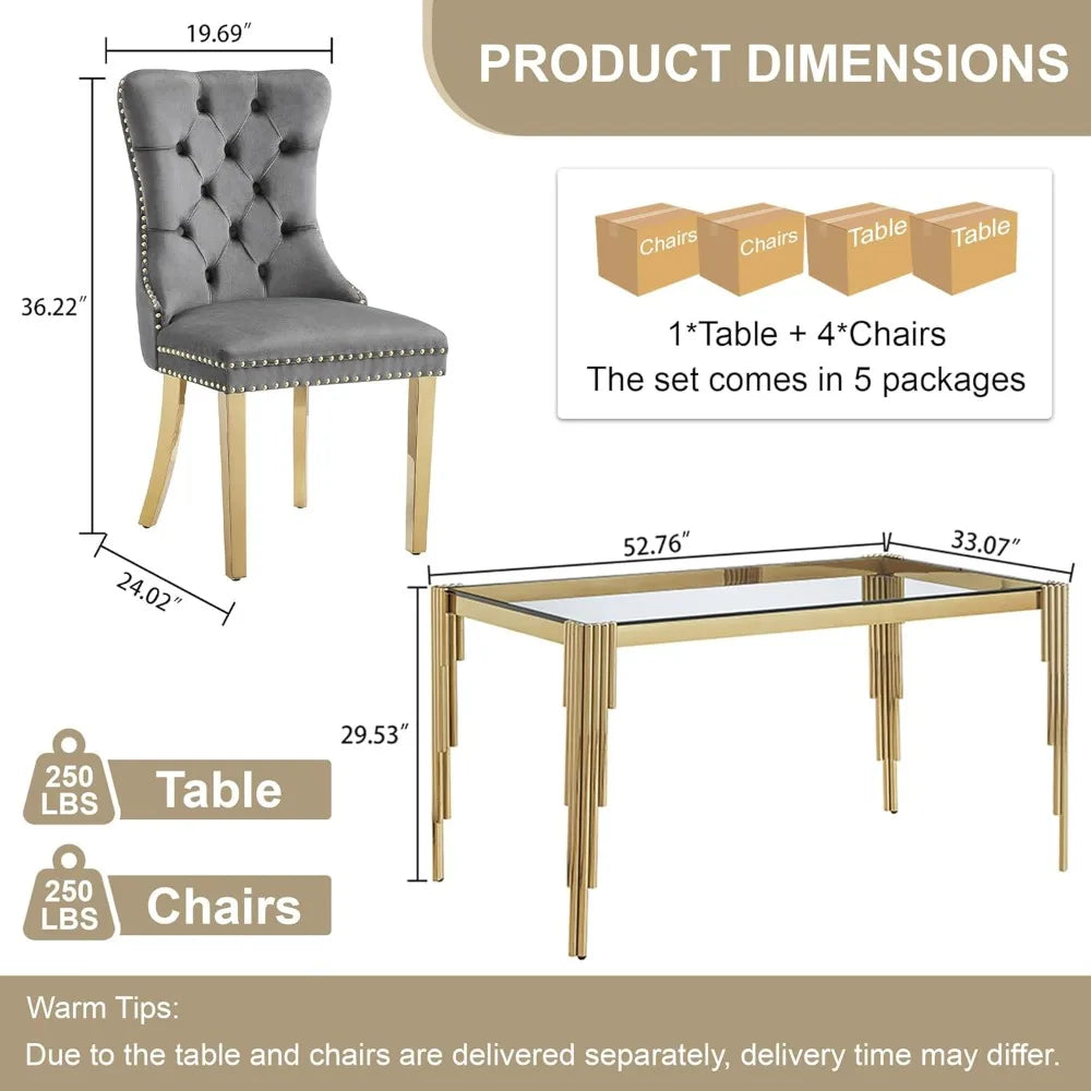 Glass Dining Table Set for 4