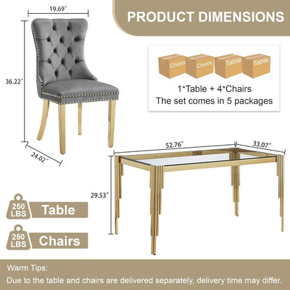 Glass Dining Table Set for 4