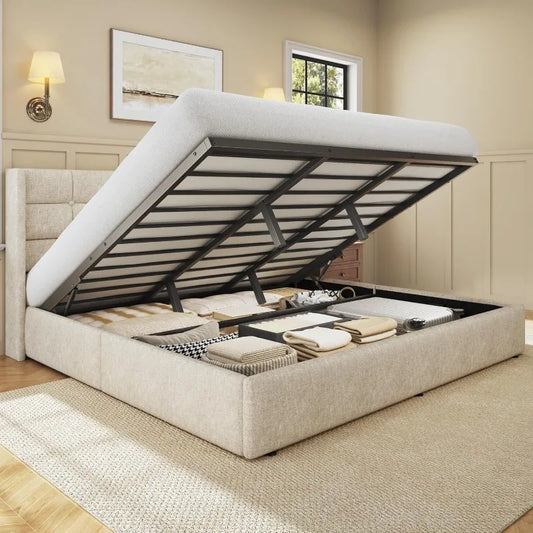 Lift Up Storage, Upholstered Platform Bed
