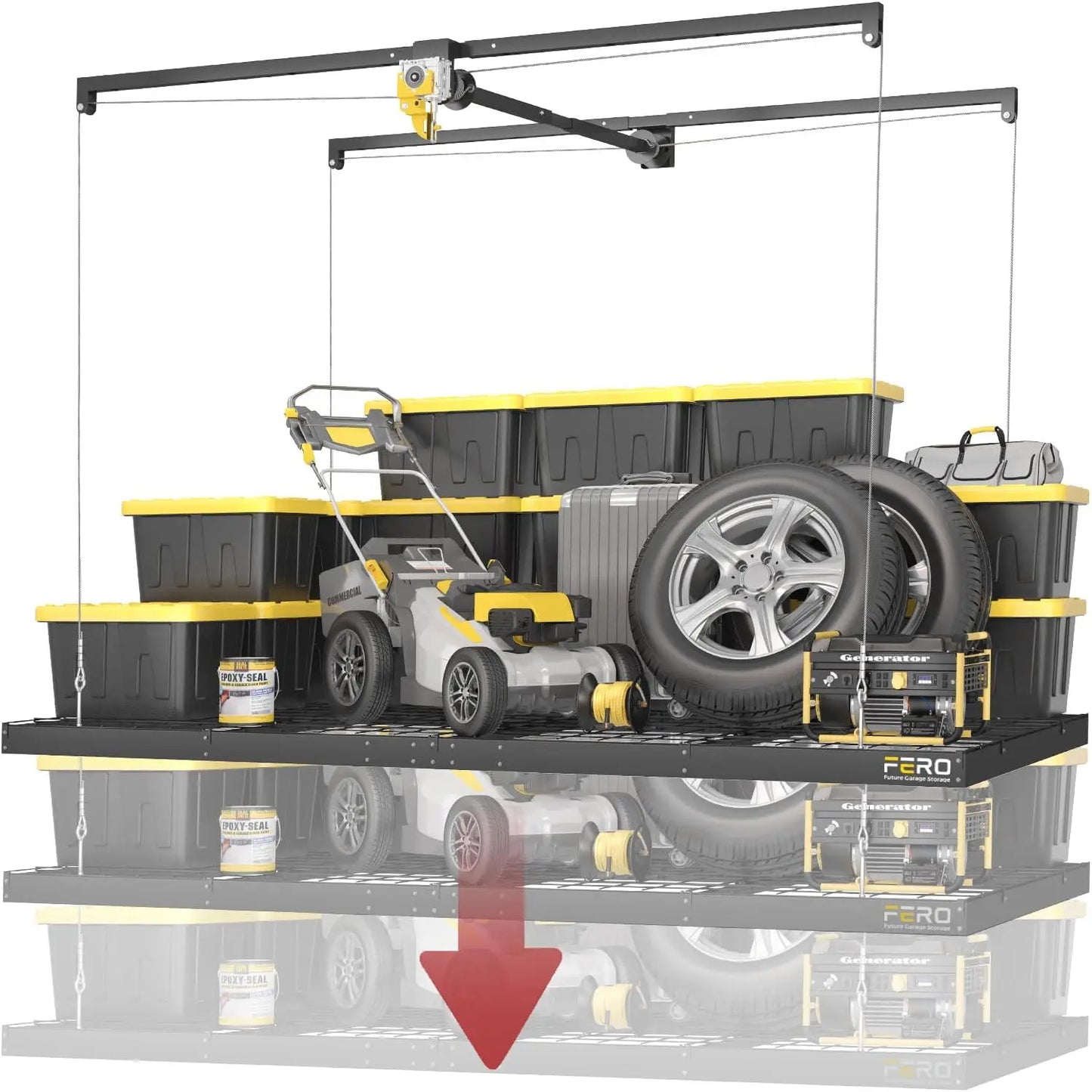 Overhead Garage Storage Rack, Lift System
