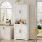 Freestanding Storage Cabinet with 4 Doors and Adjustable Shelves