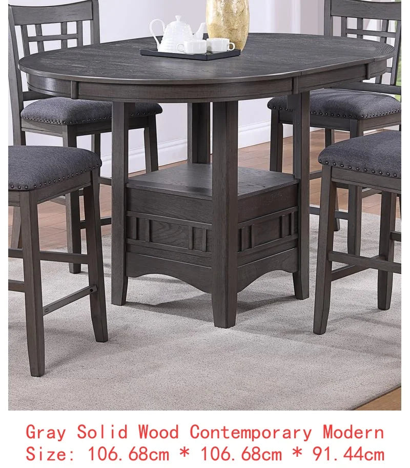 Counter Height Dining Set, Round Table with 4 Side Chairs