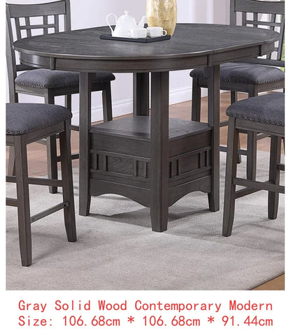 Counter Height Dining Set, Round Table with 4 Side Chairs