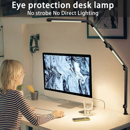Desk Lamp with Clamp Flexible 4 sections Swing Arm
