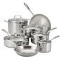 Stainless Steel 14-Piece Cookware Set with Glass Lids, Induction-Ready