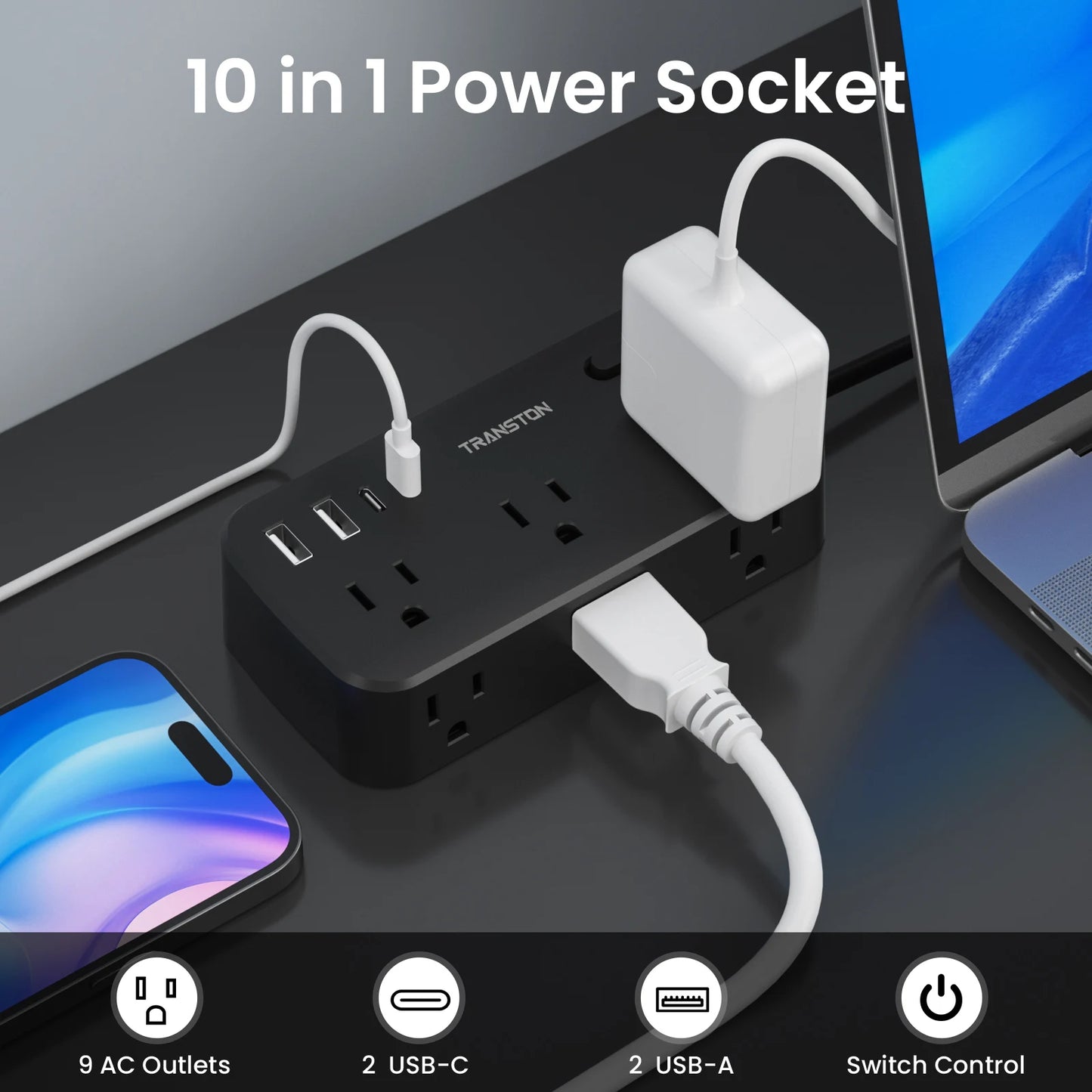 power strip surge protector with  USB-C Fast Charging Ports