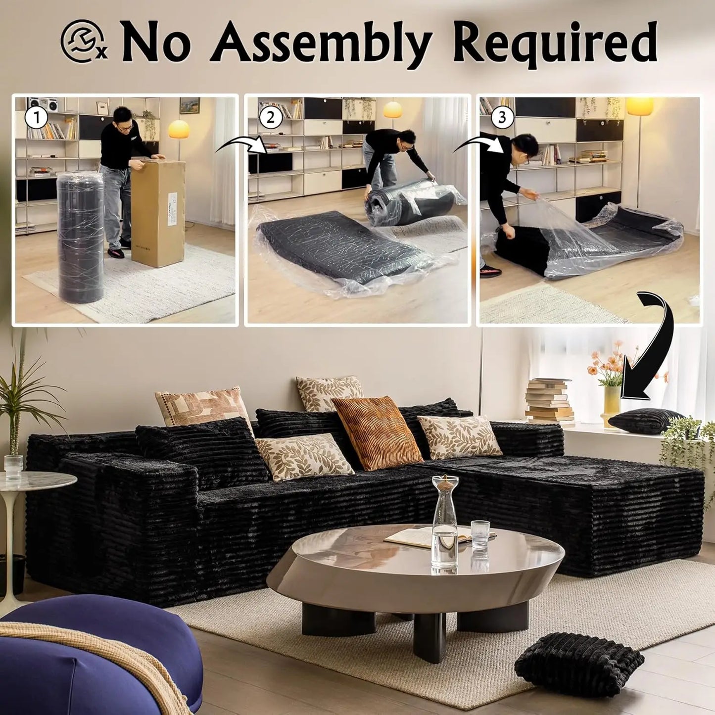 Sectional Couch with L-Shape Chaise