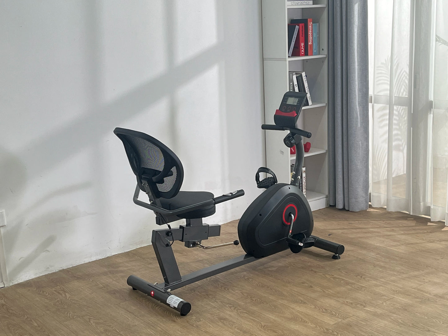 Recumbent Stationary Exercise Bike Large Comfortable Seat Heart Rate Handle