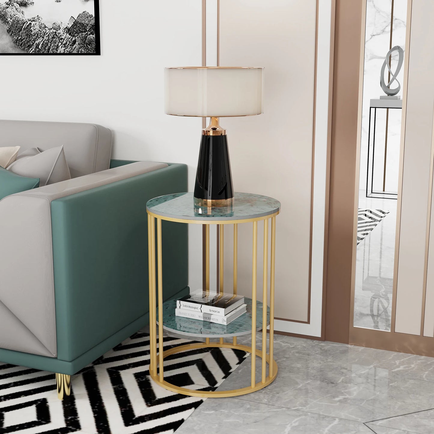 Side Table, Metal Frame