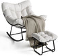 Outdoor Papasan Rocking Chair with Footrest