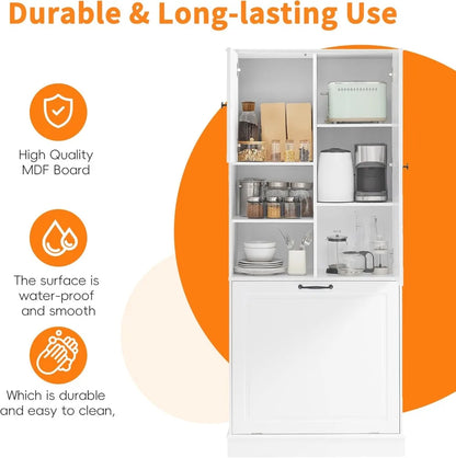 Laundry Hamper Cabinet with Adjustable Shelf