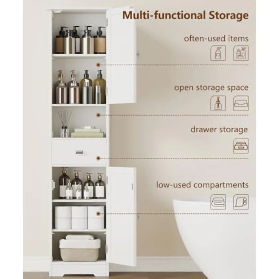 Storage Cabinet with Adjustable Shelves and Drawer