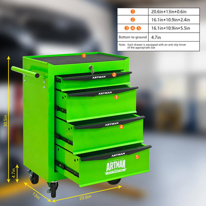 Rolling Metal Tool Chest with 7 Drawers