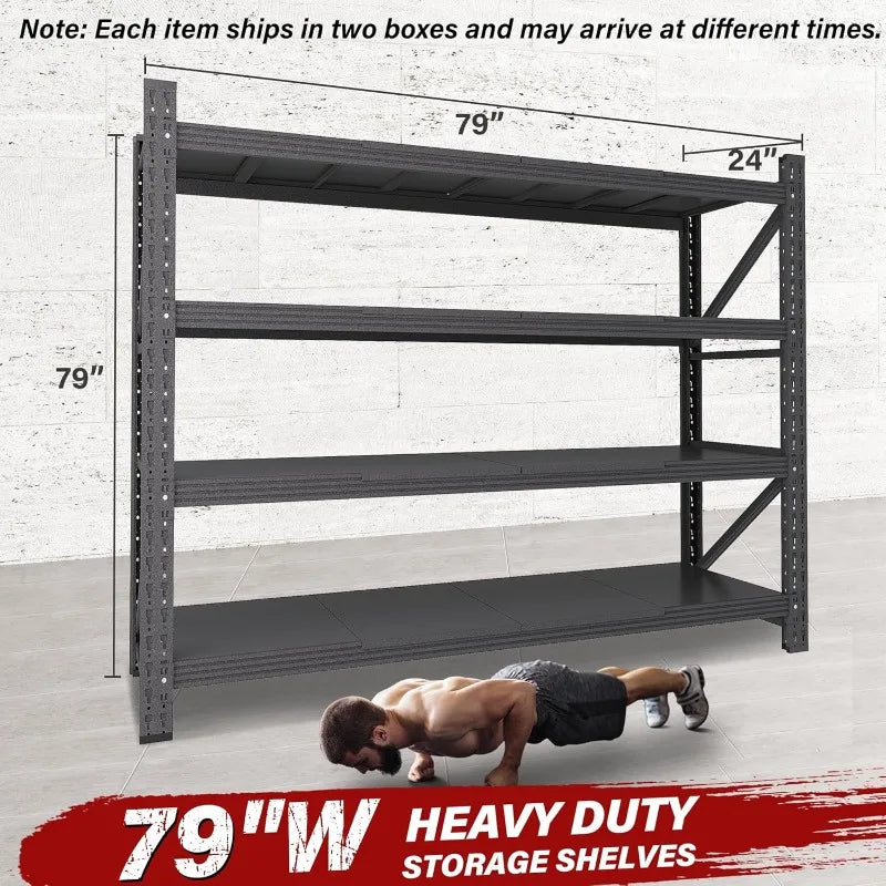 Heavy Duty Garage Shelving Units, Black Metal