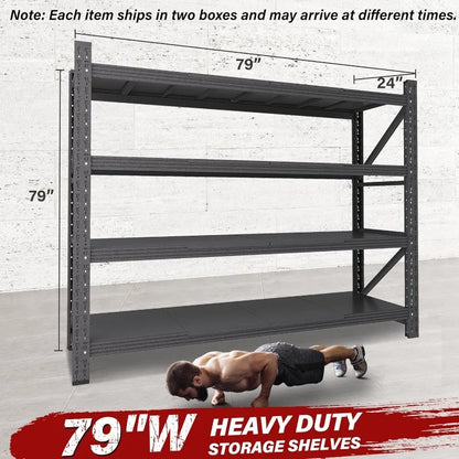 Heavy Duty Garage Shelving Units, Black Metal