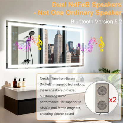 Bathroom Mirror Built-in Bluetooth Speaker, Anti-Fog
