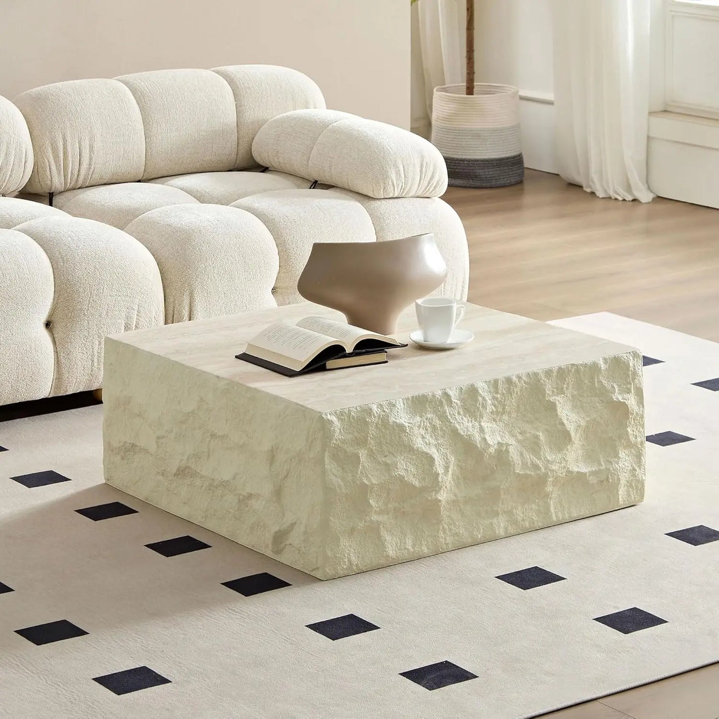 Coffee Table with Silver Stainless Steel Pedestal,Oval with Faux Marble Top