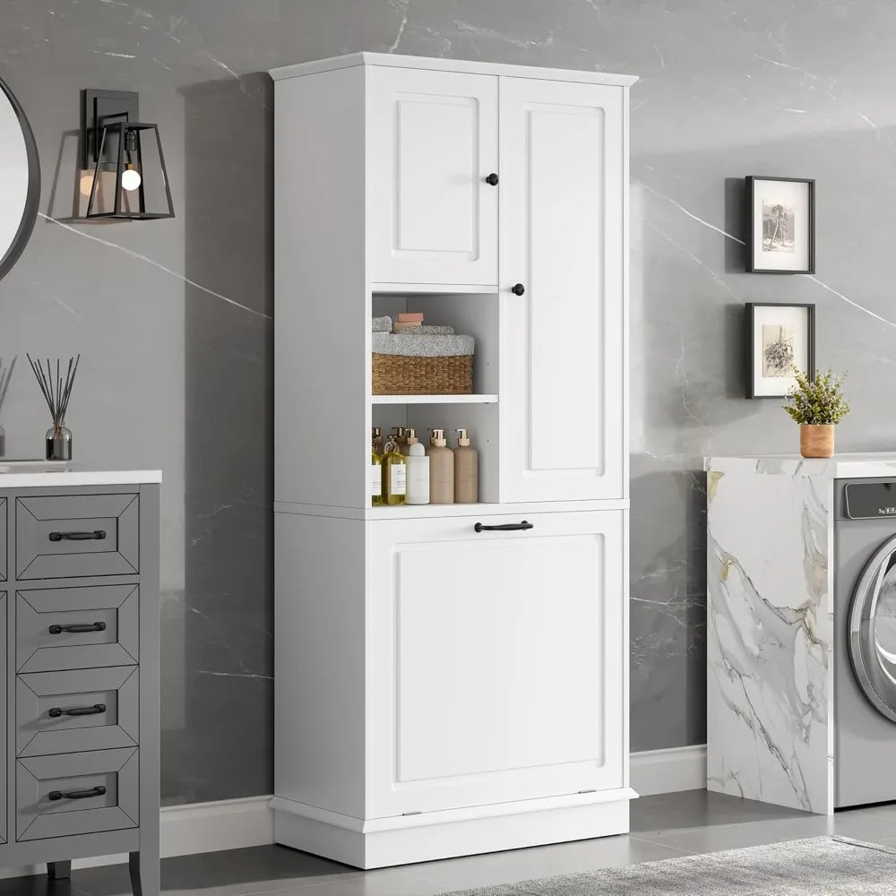 Laundry Hamper Cabinet with Adjustable Shelf