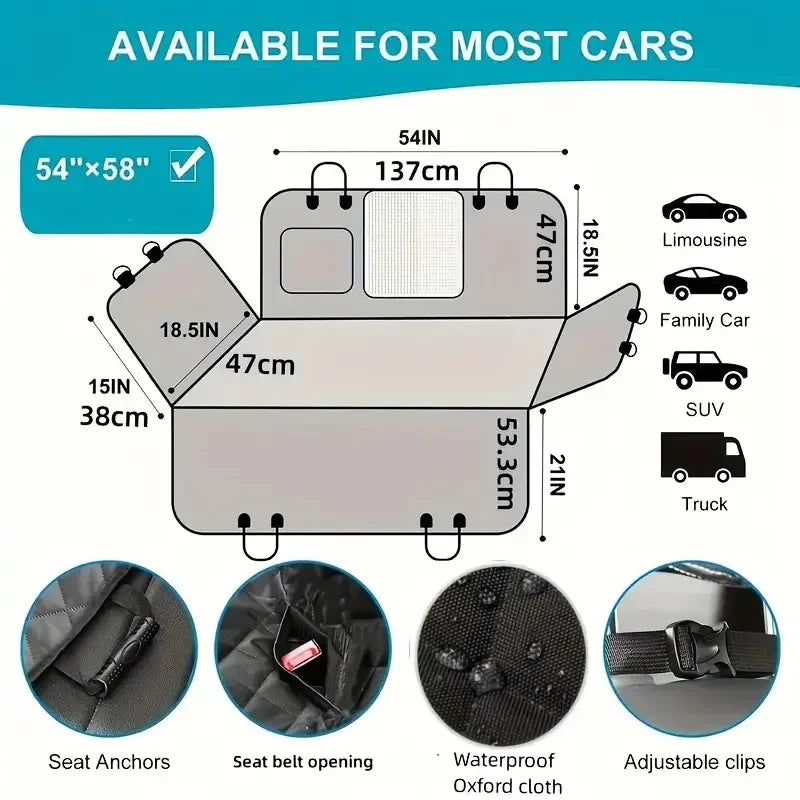 Car Seat Cover for Pets 100% Waterproof Scratch Proof Nonslip Durable Soft Back Seat Cover