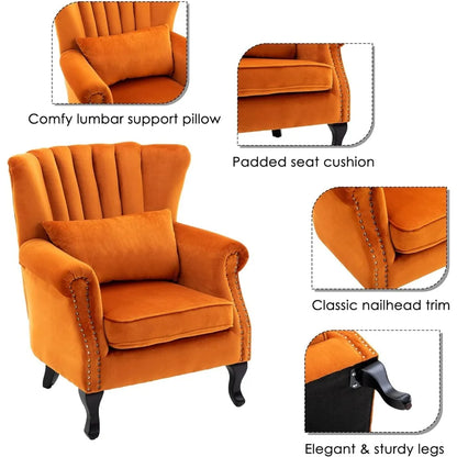 Comfortable Single Sofa with Channel Back and Pillow