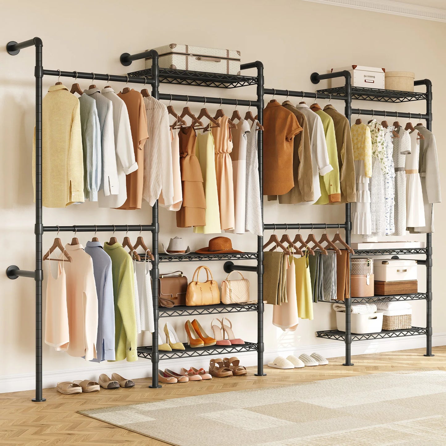 Closet Organizer System with Rods Expandable