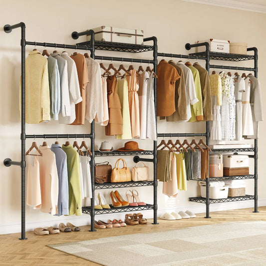 Closet Organizer System with Rods Expandable