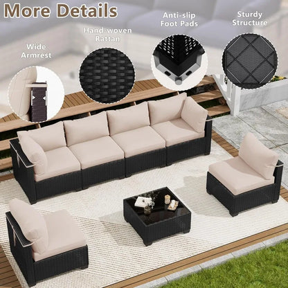 Outdoor Patio Furniture Set, Sectional Sofa, Wicker Rattan Patio Furniture